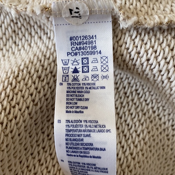 ~Forever 21~ Girl’s XL Gold Threaded Cream & Beige Top - Picture 6 of 6